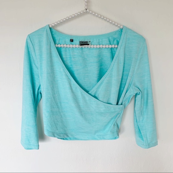 Gymshark Ballet Crop Top Pale Turquoise Marl - Picture 2 of 7